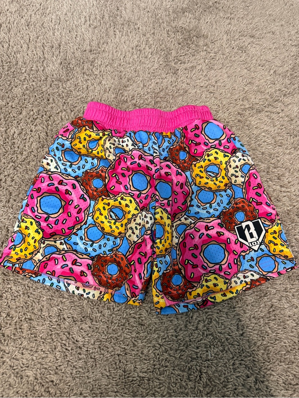 Kids Donut Print Athletic Shorts - Pink Multicolor